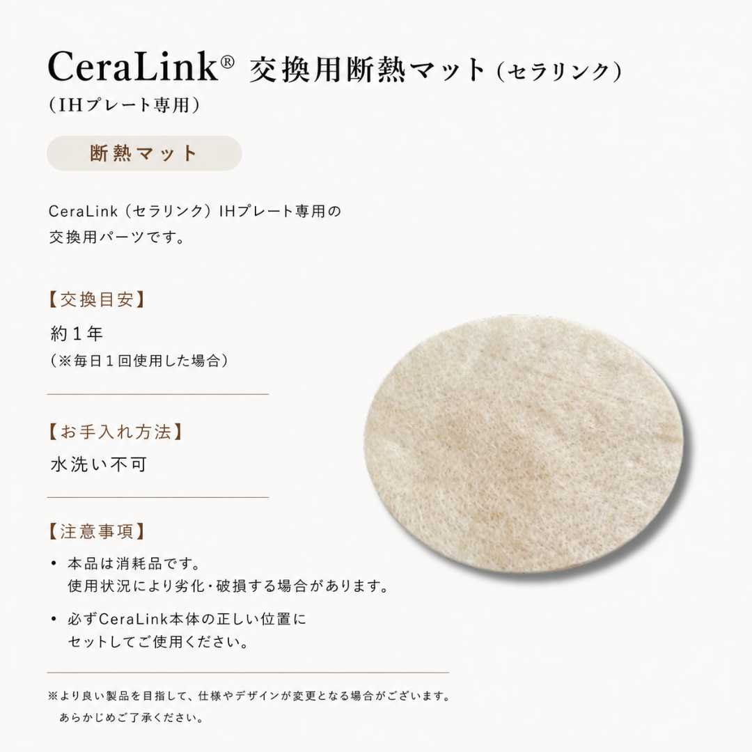 【予約注文日から30日以内に発送】
断熱マット（CeraLink専用）